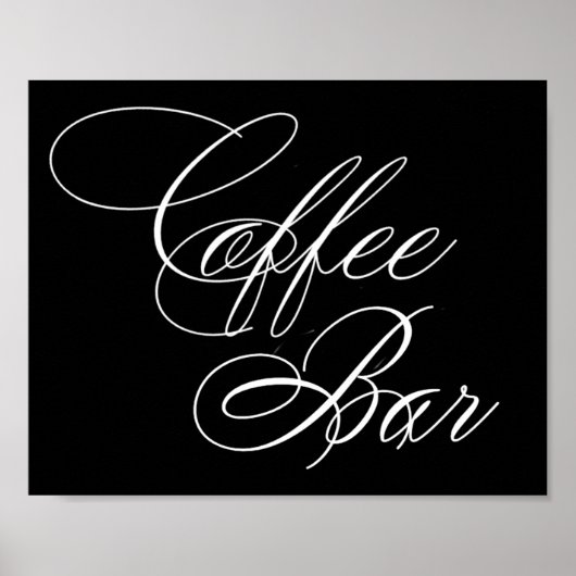 Elegantes Coffee Bar White Script | Horizontale Ta Poster (Vorne)