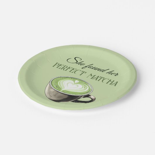 Elegantes Coffee Theme Perfect Matcha Brautparty Pappteller (Schrägansicht)