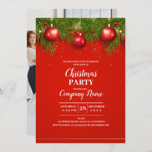 Elegantes Company Cocktail Weihnachts-Party Einladung (Vorne/Hinten)