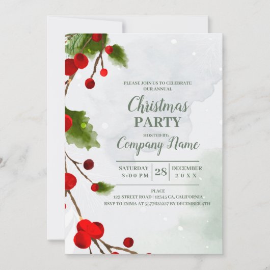 Elegantes Company Cocktail Weihnachts-Party Einladung (Vorderseite)