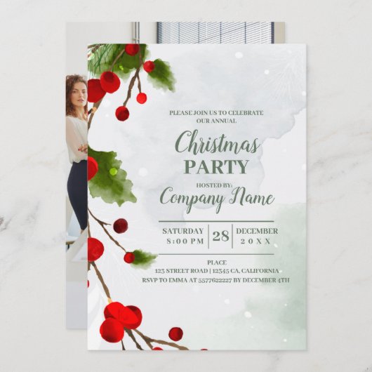 Elegantes Company Cocktail Weihnachts-Party Einladung (Vorne/Hinten)