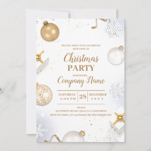 Elegantes Company Cocktail Weihnachts-Party Einladung (Vorderseite)