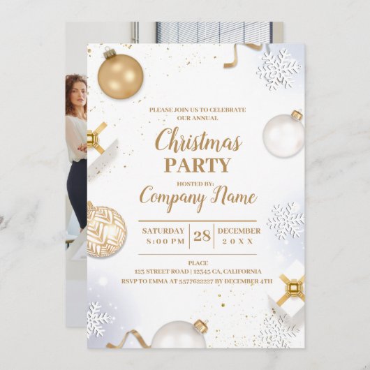 Elegantes Company Cocktail Weihnachts-Party Einladung (Vorne/Hinten)