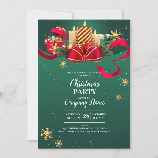 Elegantes Company Cocktail Weihnachts-Party Einladung (Vorderseite)