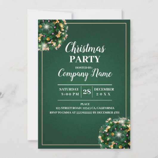 Elegantes Company Cocktail Weihnachts-Party Einladung (Vorderseite)