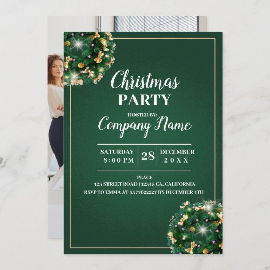 Elegantes Company Cocktail Weihnachts-Party Einladung (Vorne/Hinten)