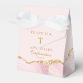 Elegantes Confirmation Cross Pink Gold Agate Party Geschenkschachtel (Vorderseite)