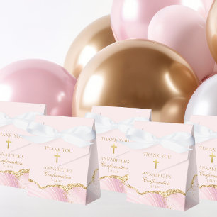 Elegantes Confirmation Cross Pink Gold Agate Party Geschenkschachtel