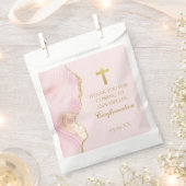 Elegantes Confirmation Cross Pink Gold Agate Party Geschenktütchen (Ausgeschnitten)