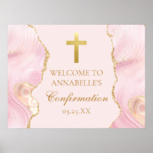 Elegantes Confirmation Cross Pink Gold Welcome Par