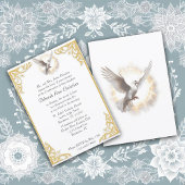 Elegantes Confirmation Gold Frame Dove Design Einladung