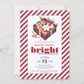 Elegantes Cookie Exchange Party Blau Rot Einladung (Vorderseite)