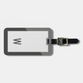 Elegantes Cool-Gray-Geometrisches Monogramm Gepäckanhänger (Vorderseite horizontal)