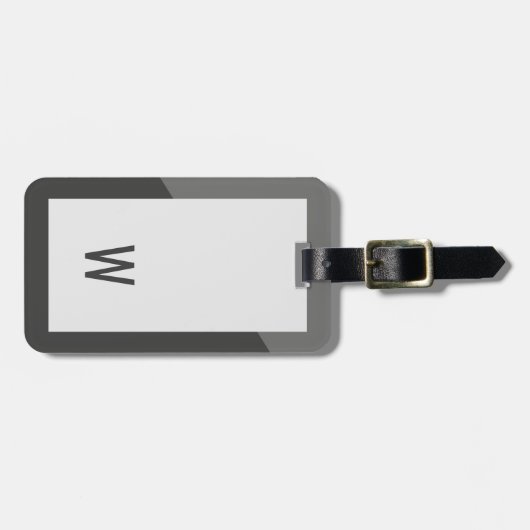Elegantes Cool-Gray-Geometrisches Monogramm Gepäckanhänger (Vorderseite horizontal)