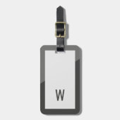 Elegantes Cool-Gray-Geometrisches Monogramm Gepäckanhänger (Vorderseite vertikal)