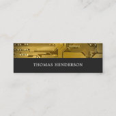 Elegantes Cool-Gray-Gold-Circuit-Board HighTech Mini Visitenkarte (Vorderseite)