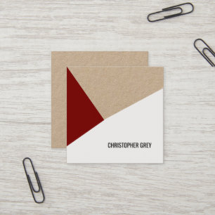 Elegantes Cool Paper Kraft Grau Burgendy Quadratische Visitenkarte