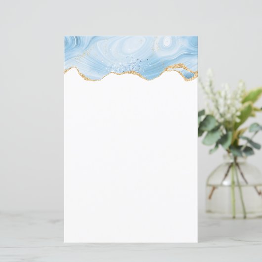 Elegantes Cooles Blue Agate mit Gold Glitzer Ribbo (Stehend Vorderseite)