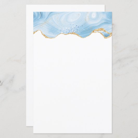 Elegantes Cooles Blue Agate mit Gold Glitzer Ribbo (Vorne/Hinten)