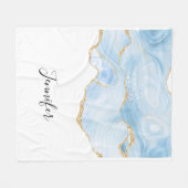 Elegantes Cooles Blue Agate mit Gold Glitzer Ribbo Fleecedecke (Vorderseite (Horizontal))