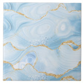 Elegantes Cooles Blue Agate mit Gold Glitzer Ribbo Fliese (Vorderseite)