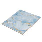 Elegantes Cooles Blue Agate mit Gold Glitzer Ribbo Fliese (Seite)