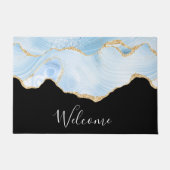 Elegantes Cooles Blue Agate mit Gold Glitzer Ribbo Fußmatte (Vorderseite)