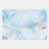 Elegantes Cooles Blue Agate mit Gold Glitzer Ribbo Geschenkpapier Set (Vorderseite 2)