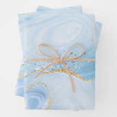 Elegantes Cooles Blue Agate mit Gold Glitzer Ribbo Geschenkpapier Set (Beispiel)