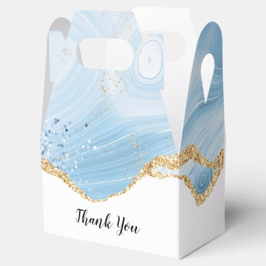 Elegantes Cooles Blue Agate mit Gold Glitzer Ribbo Geschenkschachtel (Geöffnet)