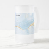 Elegantes Cooles Blue Agate mit Gold Glitzer Ribbo Mattglas Bierglas (VorderseiteRechts)