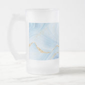 Elegantes Cooles Blue Agate mit Gold Glitzer Ribbo Mattglas Bierglas (Links)