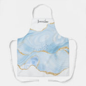 Elegantes Cooles Blue Agate mit Gold Glitzer Ribbo Schürze (Vorderseite)