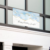 Elegantes Cooles Blue Agate und Gold Glitzer Ribbo Banner (Äußeres Gebäude)