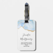 Elegantes Cooles Blue Agate und Gold Glitzer Ribbo Gepäckanhänger (Rückseite vertikal)