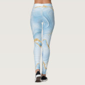 Elegantes Cooles Blue Agate und Gold Glitzer Ribbo Leggings (Rückseite)