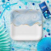 Elegantes Cooles Blue Agate und Gold Glitzer Ribbo Pappteller (Party)