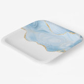 Elegantes Cooles Blue Agate und Gold Glitzer Ribbo Pappteller (Gewinkelt)