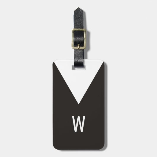 Elegantes cooles Schwarz-weißes geometrisches Gepäckanhänger (Vorderseite vertikal)