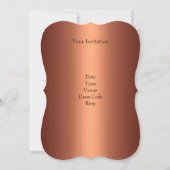 Elegantes Copper Gold 30. Geburtstag Party Einladung (Rückseite)