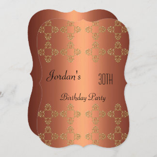Elegantes Copper Gold 30. Geburtstag Party Einladung