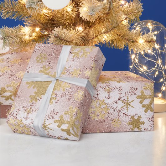 Elegantes Copper Gold Weihnachten Snowflake Muster Geschenkpapier (Feiertage)