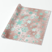 Elegantes Copper & Mint Weihnachts-Schneeflockenmu Geschenkpapier (Ungerollt)