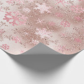 Elegantes Copper & Pink Weihnachts-Schneeflockenmu Geschenkpapier (Ecke)