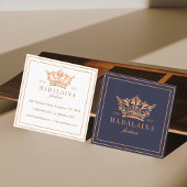 Elegantes Copper Royal Floral & Foliage Crown Logo Quadratische Visitenkarte