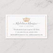 Elegantes Copper Royal Floral & Foliage Crown Logo Visitenkarte (Rückseite)