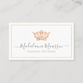 Elegantes Copper Royal Floral & Foliage Crown Logo Visitenkarte (Vorderseite)