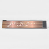 Elegantes Copper Script Moderne Schreibtischnamens Schreibtischnamensplakette (Vorderseite )