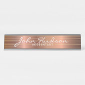 Elegantes Copper Script Moderne Schreibtischnamens Schreibtischnamensplakette (Vorderseite )