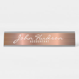 Elegantes Copper Script Moderne Schreibtischnamens Schreibtischnamensplakette